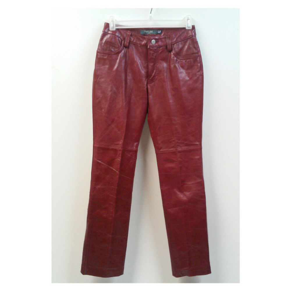 Vintage Brick Red Leather Boot Cut Pants